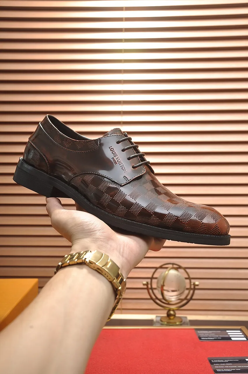Men's shoes💰460💶【LOUIS VUITTON】(sheepskin lining) new cowhide LV formal shoes🎩🎩❗️🆘made one to one at the counter🎩original quality, imported cowhide upper➕full sheepskin lining➕original rubber outsole, {high quality visible}👣Size: 38-45 (45 custom-made)